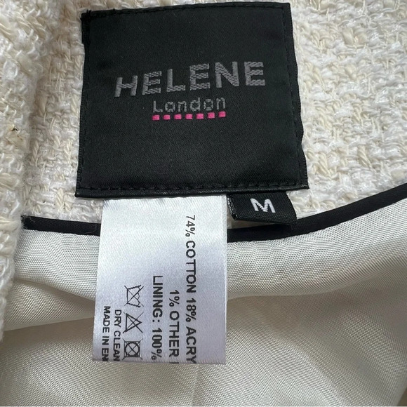 NWT Helene London Tweed Blazer Jacket Double Breasted Fringe Cream Pearl Medium - Picture 13 of 16